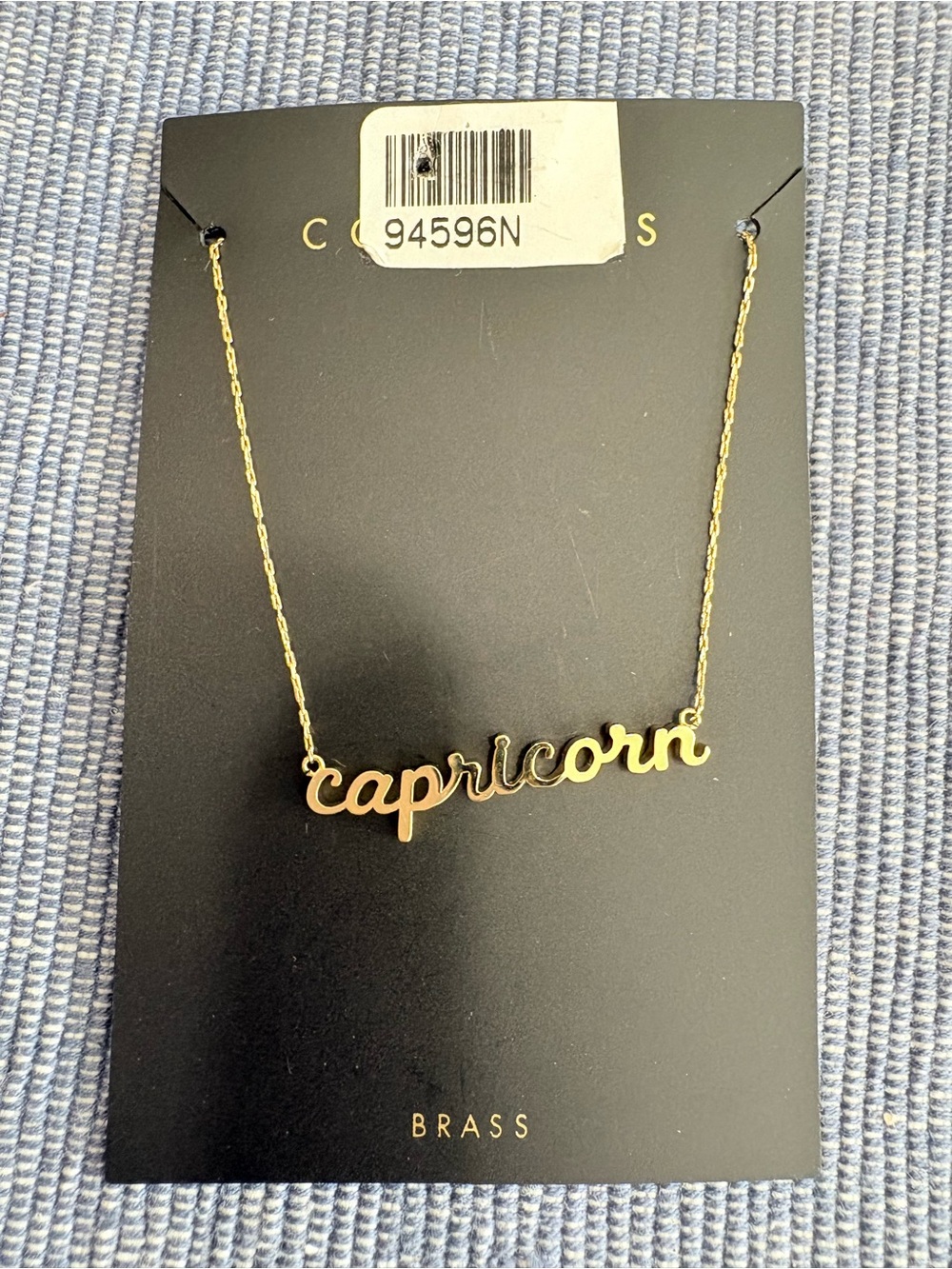 Gold Capricorn Nameplate Necklace